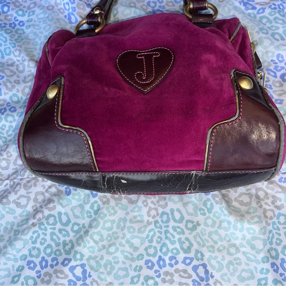 Vintage Purple Juicy Couture Purse Handbag Satchel Bag Y2K Velour Mcbling - Picture 8 of 11
